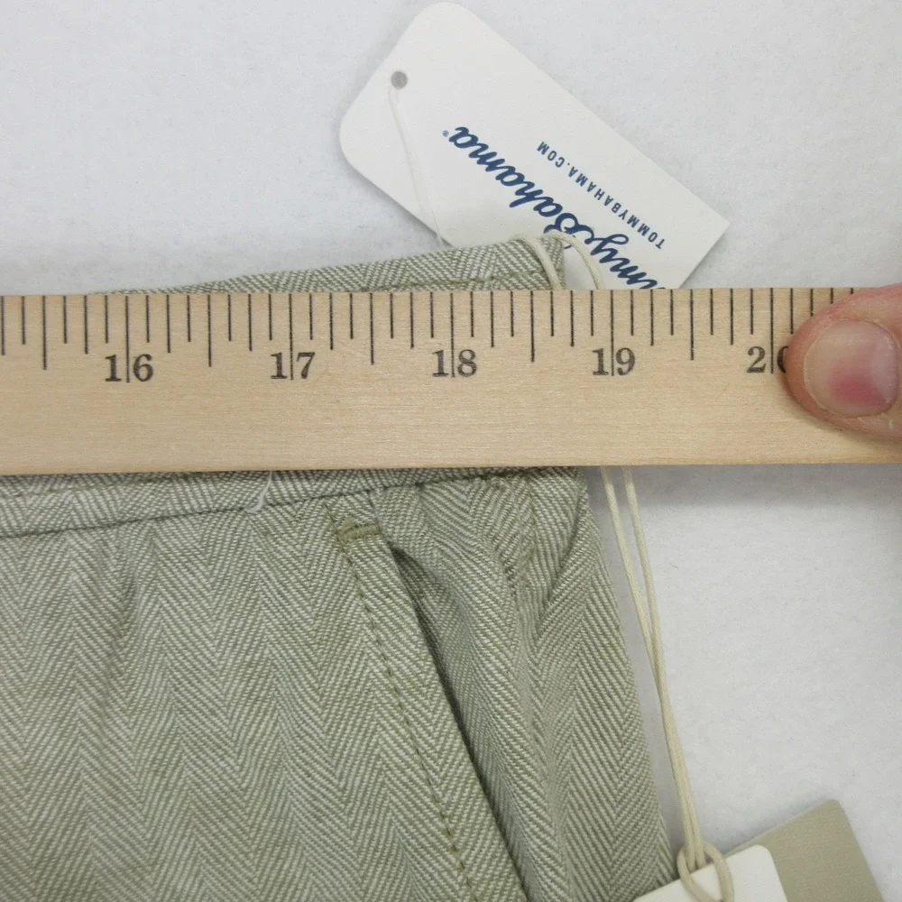 Tommy Bahama Men Pants LT Beach Coast Linen Blend Herringbone Elastic Waist New